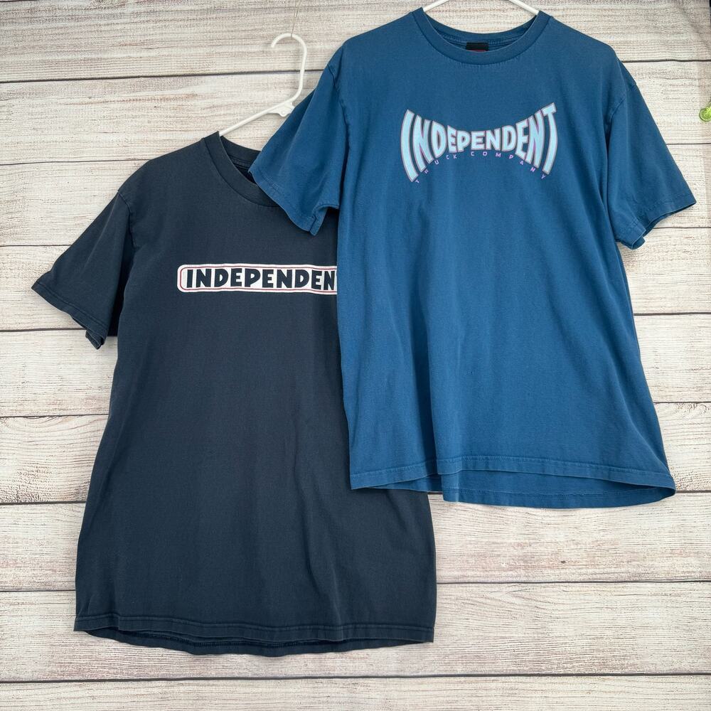 Lot of‎ 2 Y2K Independent Trucks Company T-Shirts Mens Medium Blue Skateboard